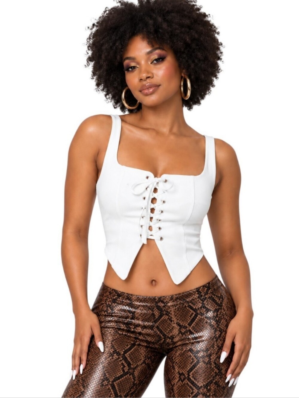 Silence + Noise Reina Lace-Up Top